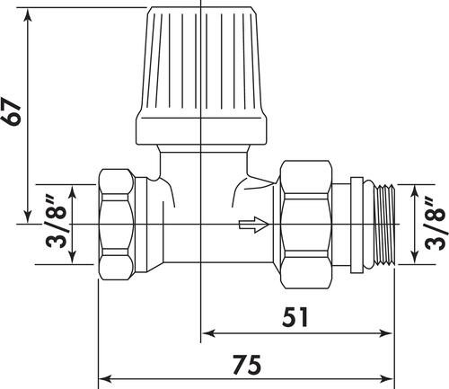 Robinet thermostatisable pour radiateur eau chaude, droit 3/8'' (12/17) - Somatherm